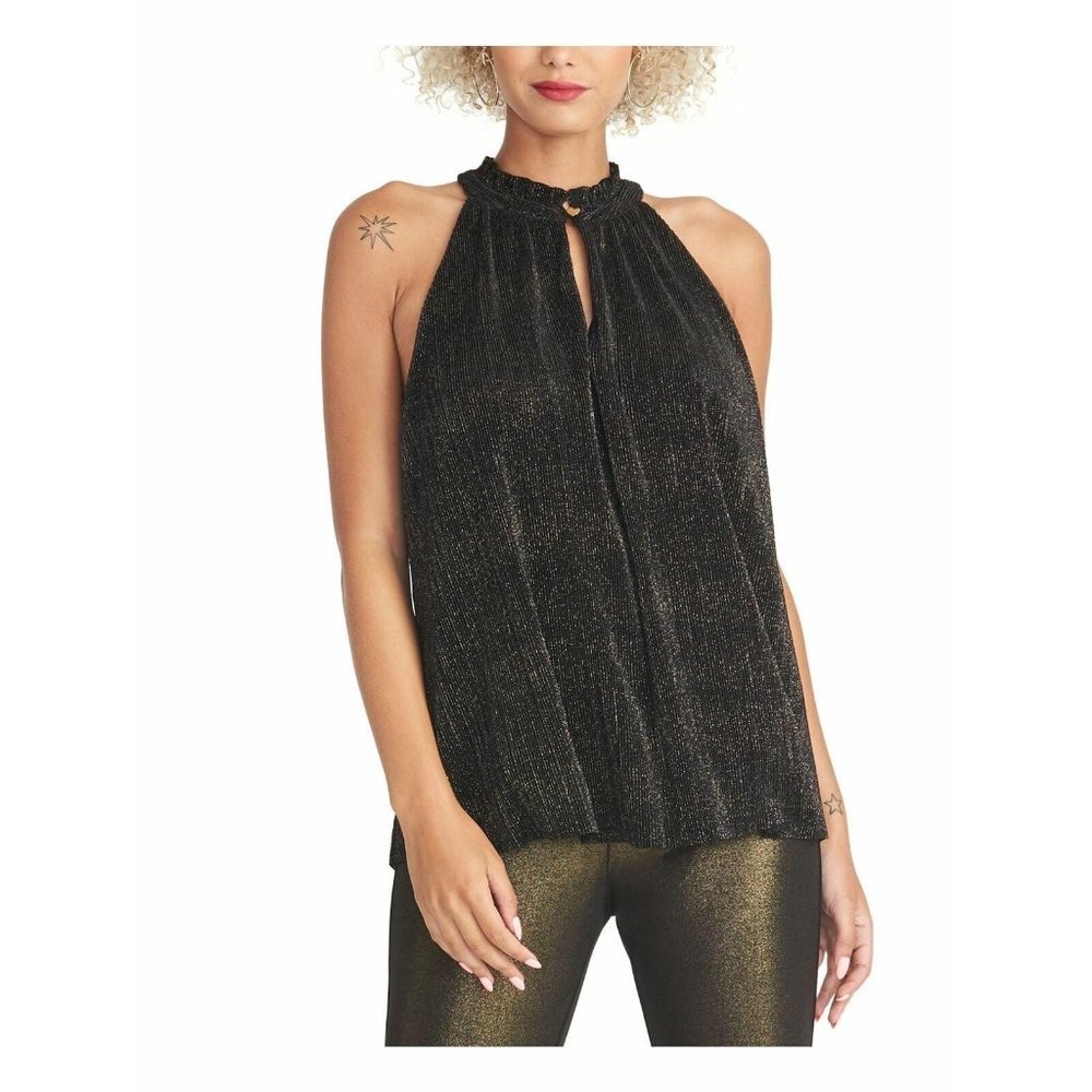 New RACHEL ROY Andy Tank Top Black Pleated